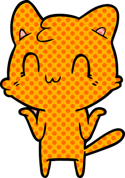 Bir insan tarafından çizilmiş mutlu bir kedi.