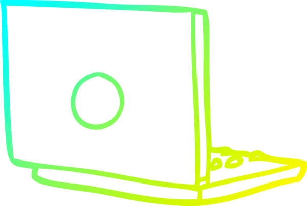 Bir insan tarafından çizilen dizüstü bilgisayarın soğuk gradyan çizgisi