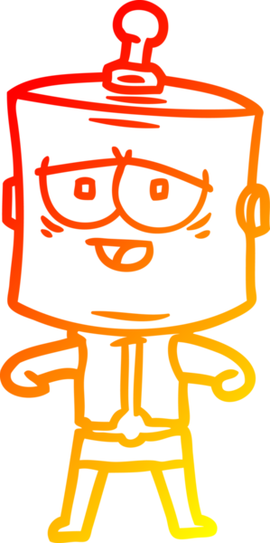 Bir insan tarafından çizilen çizgi film robotunun sıcak çizgi çizimi