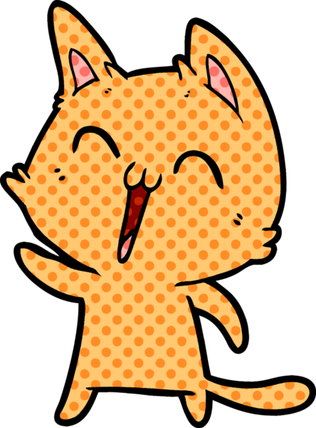 Mutlu çizgi film kedisi miyavlıyor bir insan tarafından