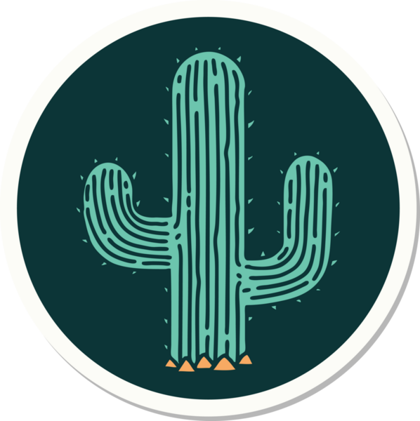 Bir insan tarafından çizilmiş geleneksel bir kaktüs stili dövme çıkartması.