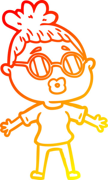 Bir insan tarafından çizilmiş gözlüklü bir karikatür kadın çizimi.