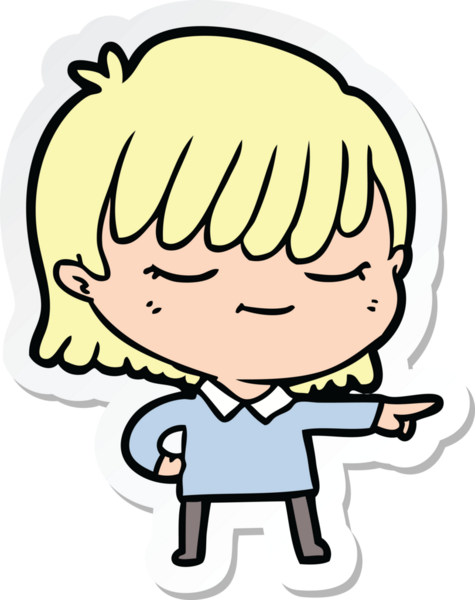 Bir insan tarafından çizilmiş bir karikatür kadının çıkartması.