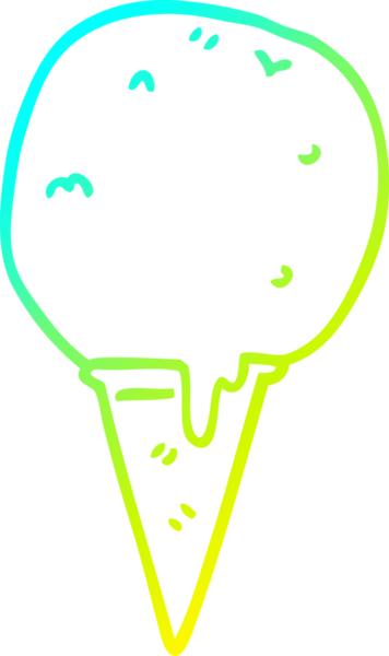 Bir insan tarafından çizilmiş dondurma külahının soğuk gradyan çizimi.