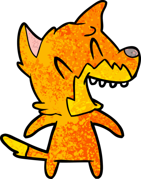 Bir insan tarafından çizilmiş tilki çizgi film karakteri