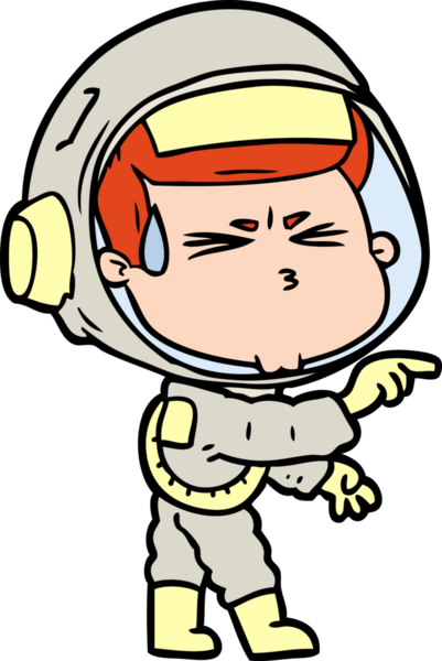 Çizgi film bir insan tarafından çizilmiş astronot.