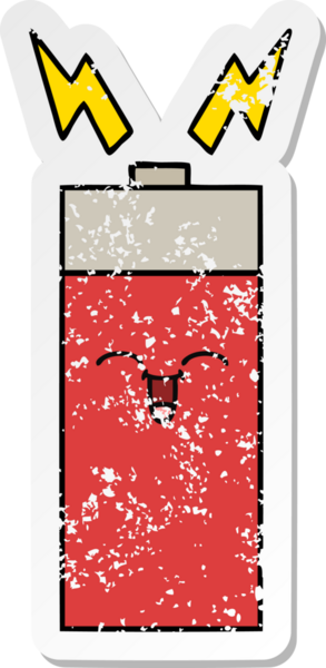 Bir insan tarafından çizilmiş şirin bir karikatür bataryasının sıkıntılı çıkartması.