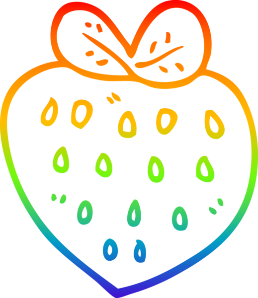 Bir insan tarafından çizilen çilek karikatürünün çizimi.