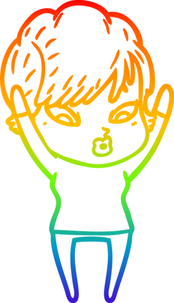 gökkuşağı gradyan çizimi bir insan tarafından çizilmiş bir karikatür kadın