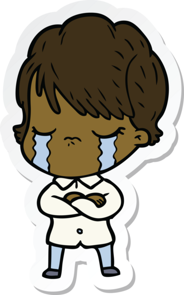 Bir insan tarafından çizilmiş, ağlayan bir karikatür kadının çıkartması.