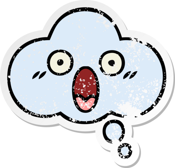 Bir insan tarafından çizilmiş tatlı bir çizgi film düşünce balonunun sıkıntılı çıkartması.