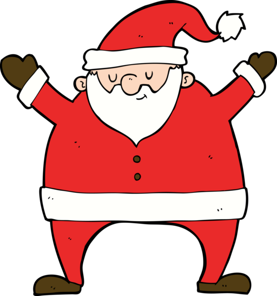 Bir insan tarafından çizilmiş Noel Baba çizgi filmi.