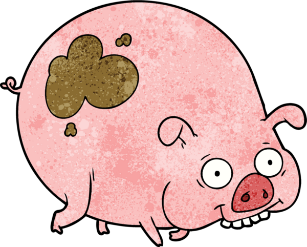 Bir insan tarafından çizilmiş çamurlu bir domuz.