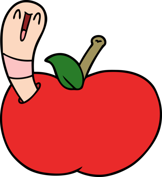 Bir insan tarafından çizilmiş elma solucanı.