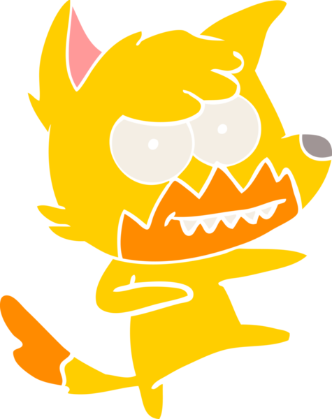 Bir insan tarafından çizilmiş düz renk çizgi film tilkisi