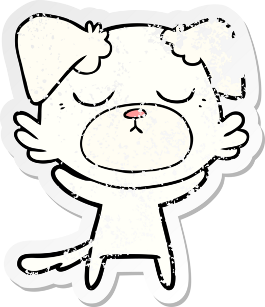 Bir insan tarafından çizilmiş şirin bir köpeğin sıkıntılı çıkartması.