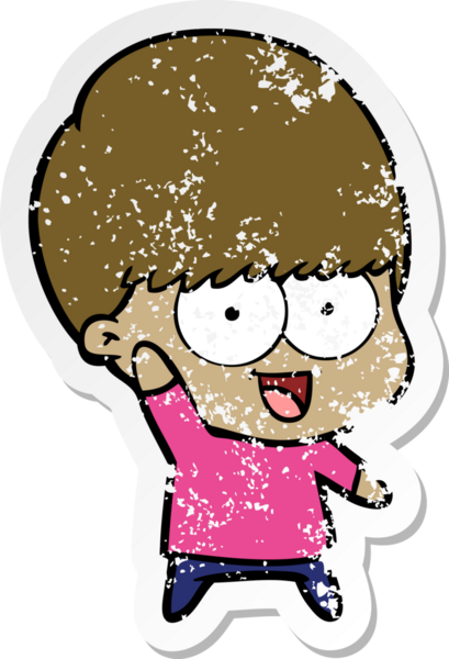 Bir insan tarafından çizilen mutlu çizgi film çocuğunun sıkıntılı çıkartması.