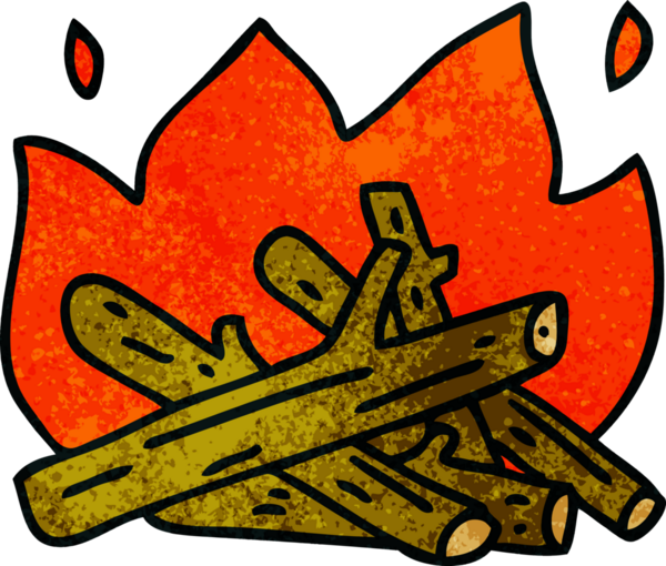 Bir insan tarafından çizilmiş garip bir kamp ateşi.