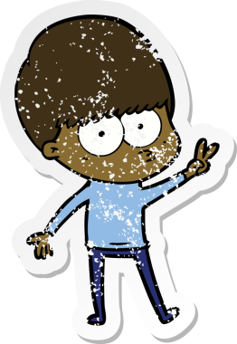 Bir insan tarafından çizilmiş gergin bir çizgi film çocuğunun sıkıntılı çıkartması.