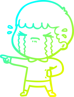 Bir insan tarafından çizilmiş ağlayan bir çizgi film karakteri çizimi.