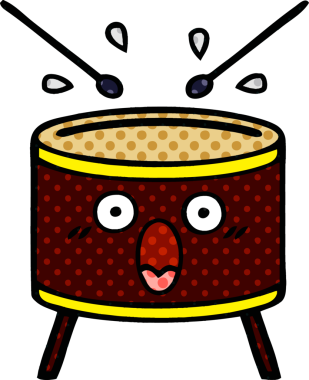 bir insan tarafından çizilmiş bir davul karikatürü.