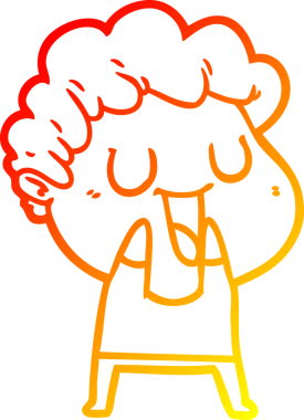 Bir insan tarafından çizilmiş gülen bir çizgi film karakterinin sıcak çizgi çizimi.