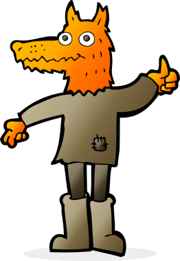 Bir insan tarafından çizilmiş tilki adam.