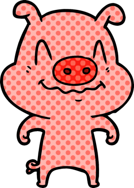 Bir insan tarafından çizilmiş sinirli çizgi film domuzu.