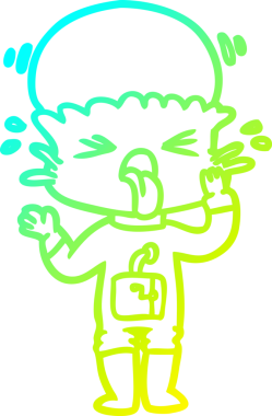 Bir insan tarafından çizilmiş garip bir çizgi film uzaylısının soğuk gradyan çizimi