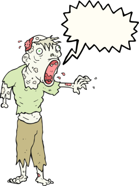 Bir insan tarafından çizilmiş serbest konuşma balonu çizgi filmi zombisi