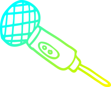 Bir insan tarafından çizilmiş bir çizgi film mikrofonunun soğuk gradyan çizimi