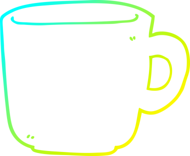 Bir insan tarafından çizilmiş bir kahve fincanının soğuk gradyan çizimi