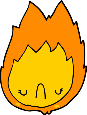 bir insan tarafından çizilmiş mutsuz bir alev.