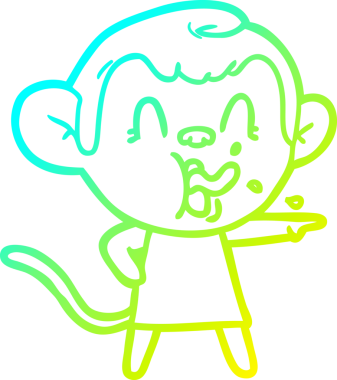 Bir insan tarafından çizilmiş aptal bir çizgi film maymunu çizimi.