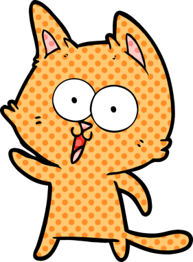 Bir insan tarafından çizilmiş komik çizgi film kedisi.