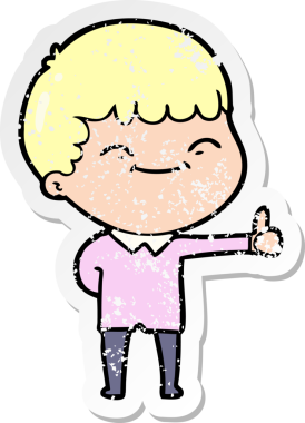 Bir insan tarafından çizilmiş mutlu bir çocuğun sıkıntılı çıkartması.