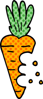 Bir insan tarafından çizilmiş ısırık izleri olan karalama havucu.