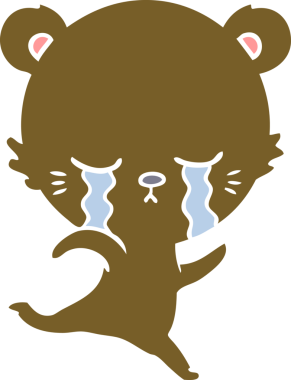 Bir insan tarafından çizilmiş düz renkli çizgi film ayısı.