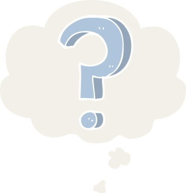 bir insan tarafından çizilmiş düşünce baloncuğu ile çizgi film soru işareti