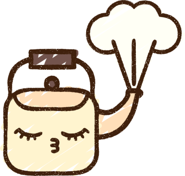 Bir insan tarafından çizilen buharlı çaydanlık tebeşiri