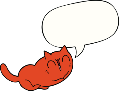 Bir insan tarafından çizilmiş mutlu çizgi film kedisi.