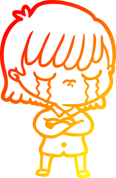 Bir insan tarafından çizilmiş, ağlayan bir çizgi kadın çizimi.