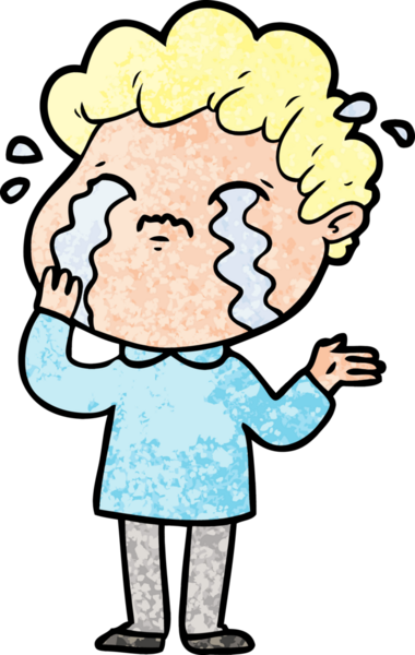 Bir insan tarafından çizilmiş ağlayan çizgi film adamı.