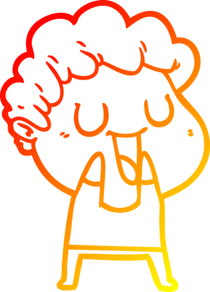 Bir insan tarafından çizilmiş gülen bir çizgi film karakterinin sıcak çizgi çizimi.