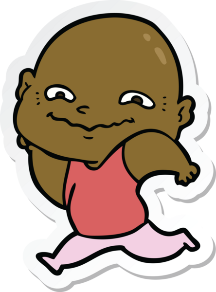 Bir insan tarafından çizilmiş garip bir adamın çıkartması.