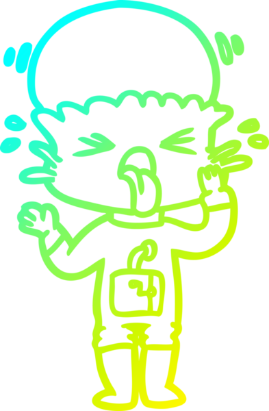 Bir insan tarafından çizilmiş garip bir çizgi film uzaylısının soğuk gradyan çizimi