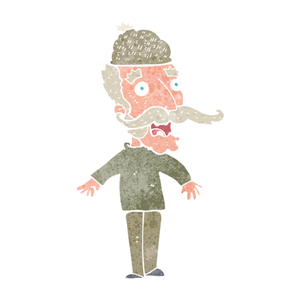 Bir insan tarafından çizilmiş şapkalı bir çizgi film adamı.