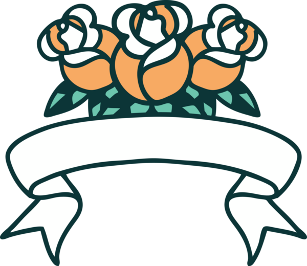 Bir insan tarafından çizilmiş bir buket çiçekli geleneksel dövme.