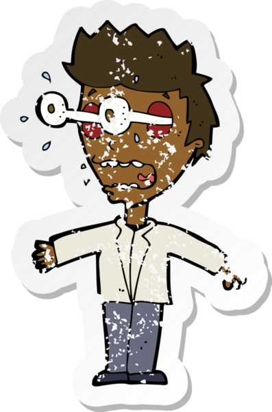 Bir insan tarafından çizilmiş, kederli bir karikatür çıkartması.