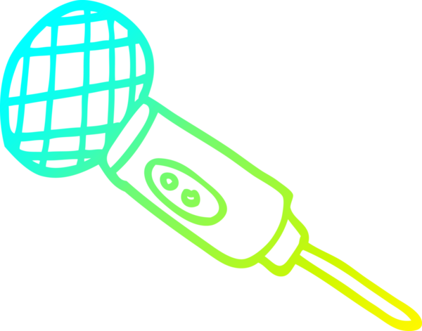 Bir insan tarafından çizilmiş bir çizgi film mikrofonunun soğuk gradyan çizimi